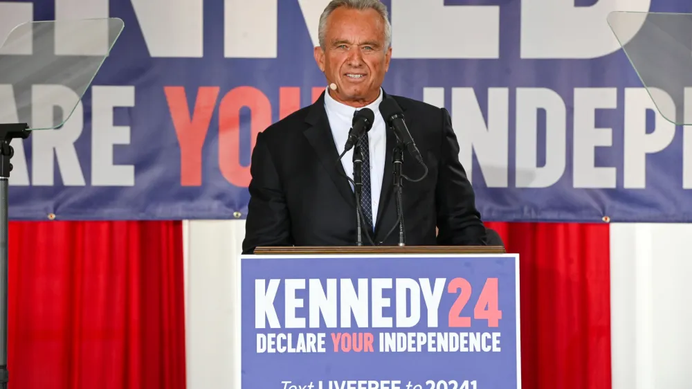 09 October 2023, US, Philadelphia: US Independent Presidential candidate Robert F. Kennedy Jr speaks during a campaign rally at the National Constitution Center in Philadelphia. Photo: Ricky Fitchett/ZUMA Press Wire/dpa