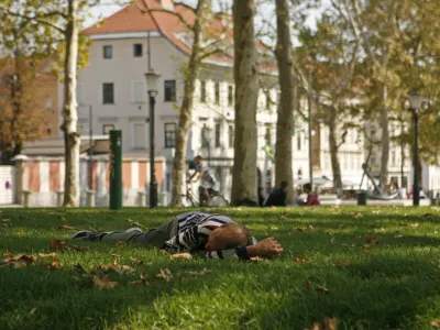 - Kongresni trg -- Zvezda park - platane - ilustrativna fotografija - brezdomec - revščina - //FOTO: Bojan Velikonja