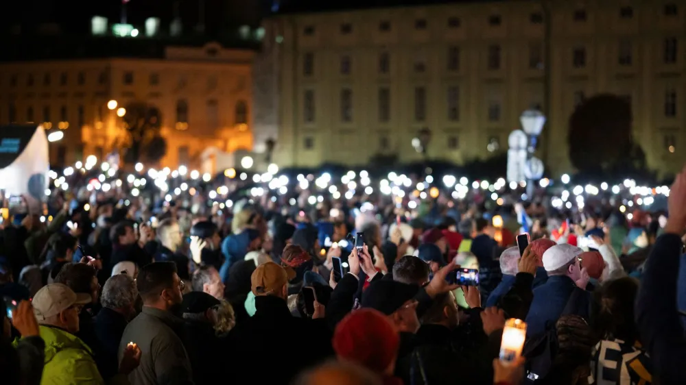 People participate in a solidarity demonstration for Israeli hostages taken by Hamas and missing people waiting to come home, following a deadly infiltration of Israel by Hamas gunmen from the Gaza Strip, in Vienna, Austria, November 2, 2023. REUTERS/Julia Geiter