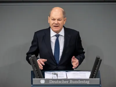 28 November 2023, Berlin: German Chancellor Olaf Scholz speaks during the government statement on the budget situation in the German Bundestag. Photo: Michael Kappeler/dpa