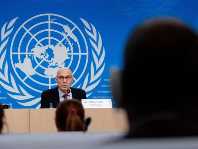 Volker Turk, United Nations High Commissioner for Human Rights, attends a news conference at the United Nations in Geneva, Switzerland, December 6, 2023. REUTERS/Denis Balibouse