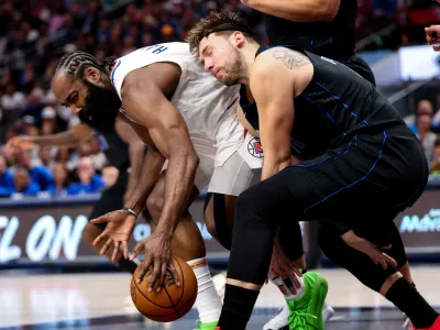 Luka Dončić in košarkar LA Clippers James Harden sta bila trd boj. 