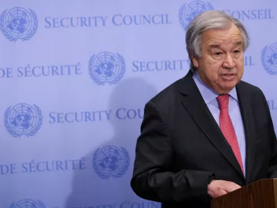 ﻿United Nations Secretary-General Antonio Guterres speaks to the media regarding Russia's invasion of Ukraine, at the United Nations Headquarters in New York City, U.S., March 14, 2022. REUTERS/Andrew Kelly