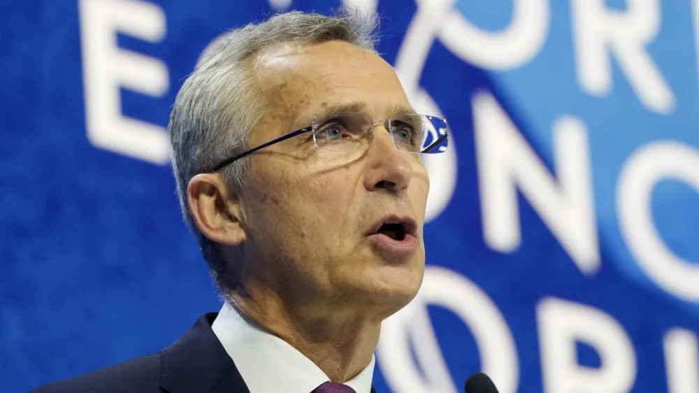 Jens Stoltenberg, Secretary-General, North Atlantic Treaty Organization, NATO, speaks during the World Economic Forum in Davos, Switzerland, Tuesday, May 24, 2022. The annual meeting of the World Economic Forum is taking place in Davos from May 22 until May 26, 2022. (AP Photo/Markus Schreiber)