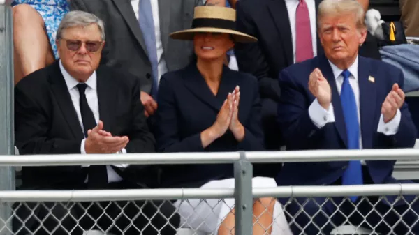 Former U.S. President Donald Trump and Melania Trump attend the graduation ceremony of their son Barron Trump, in West Palm Beach, Florida, U.S. May 17, 2024. REUTERS/Marco Bello