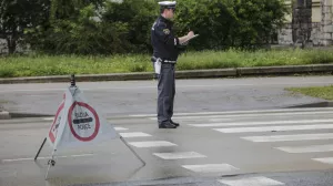 ﻿- 12.05.2016 - prometna nesreča - Vilharjeva cesta - ogled kraja prometne nesreče - policija - varnost v prometu   ///FOTO: Luka Cjuha.