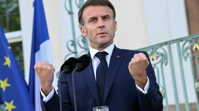 French President Emmanuel Macron gestures as he speaks to reporters on the day of a joint Franco-German cabinet meeting at the German government's guest house, Schloss Meseberg castle north of Berlin, in Gransee, Germany, May 28, 2024. REUTERS/Annegret Hilse