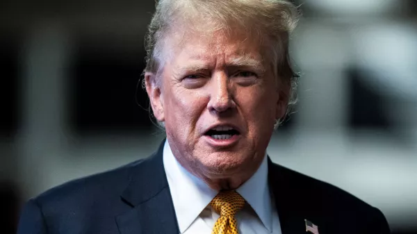 Former President Donald Trump speaks at the end of the day as jurors began deliberations for his criminal trial at the Manhattan Criminal Court in New York, in New York, U.S., May 29, 2024. Jabin Botsford/Pool via REUTERS