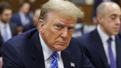 Former President Donald Trump sits in Manhattan criminal court, on May 13, 2024, in New York. (Sarah Yenesel/Pool Photo via AP)