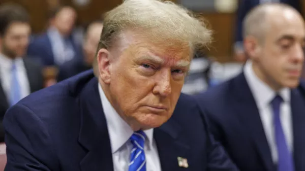 Former President Donald Trump sits in Manhattan criminal court, on May 13, 2024, in New York. (Sarah Yenesel/Pool Photo via AP)