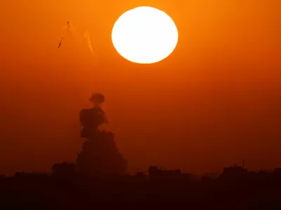 An explosion is seen following an Israeli air strike in Gaza, amid the ongoing conflict between Israel and the Palestinian Islamist group Hamas, as seen from Israel, June 2, 2024. REUTERS/Amir Cohen