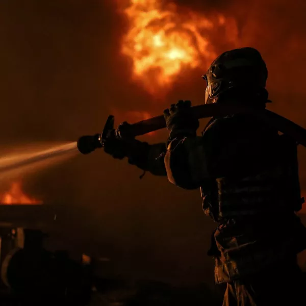 A firefighter works at a site of a Russian drone strike, amid Russia's attack on Ukraine, in Poltava region, Ukraine in this handout image released on June 5, 2024. Press service of the State Emergency Service of Ukraine in Poltava region/Handout via REUTERS ATTENTION EDITORS - THIS IMAGE HAS BEEN SUPPLIED BY A THIRD PARTY.