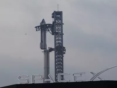 SpaceX's mega rocket Starship is prepared for a test flight from Starbase in Boca Chica, Texas, Wednesday, June 5, 2024. The Starship is scheduled to launch Thursday. (AP Photo/Eric Gay)