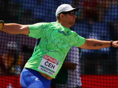 Athletics - European Athletics Championships - Stadio Olimpico, Rome, Italy - June 7, 2024 Slovenia's Kristjan Ceh in action during the men's discus throw qualification group B REUTERS/Kai Pfaffenbach