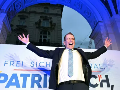 09 June 2024, Austria, Vienna: FPO top candidate Harald Vilimsky at the FPO election party. Photo: Helmut Fohringer/APA/dpa