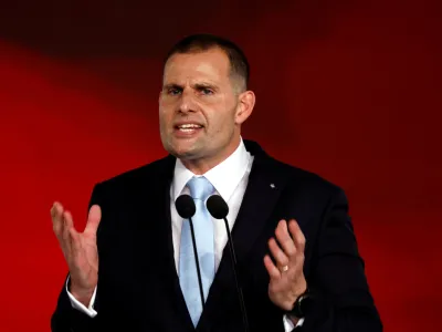 FILE PHOTO: Malta's Prime Minister and Leader of the Labour Party Robert Abela addresses supporters after calling general election on March 26, at a political rally in Floriana, Malta February 20, 2022. REUTERS/Darrin Zammit Lupi/File Photo