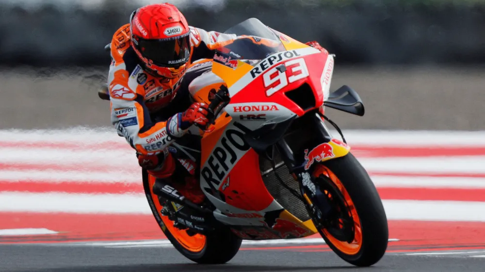 FILE PHOTO: MotoGP - Indonesian Grand Prix - Mandalika International Street Circuit, Kuta, Lombok, Indonesia - March 18, 2022 Repsol Honda Team's Marc Marquez in action during practice REUTERS/Willy Kurniawan/File Photo
