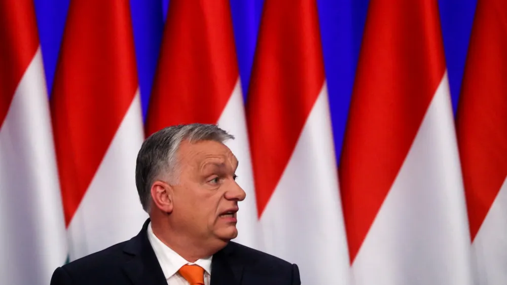 FILE PHOTO: Hungarian Prime Minister Viktor Orban delivers his annual state of the nation speech in Budapest, Hungary, February 12, 2022. REUTERS/Bernadett Szabo/File Photo