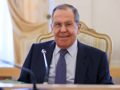 FILE PHOTO: Russian Foreign Minister Sergei Lavrov attends a meeting with President of the International Committee of the Red Cross (ICRC) Peter Maurer in Moscow, Russia March 24, 2022. Russian Foreign Ministry/Handout via REUTERS ATTENTION EDITORS - THIS IMAGE HAS BEEN SUPPLIED BY A THIRD PARTY. NO RESALES. NO ARCHIVES. MANDATORY CREDIT./File Photo