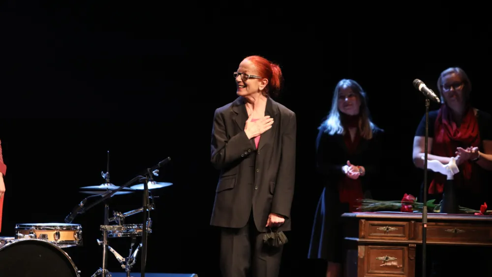 prejemnica nagrade za življensko delo igralka Jožica Avbelj - 27.03.2022 - Prešernovo gledališče Kranj - odprtje 52. TSD - Teden slovenske drame s podelitvijo nagrad ZDUS - Združenje dramskih umetnikov Slovenije,<br><br><br>//FOTO: Bojan Velikonja<br>