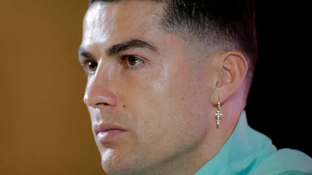 FILE PHOTO: Soccer Football - FIFA World Cup - UEFA Qualifiers - Portugal Press Conference - Estadio do Dragao, Porto, Portugal - March 28, 2022 Portugal's Cristiano Ronaldo during the press conference REUTERS/Miguel Vidal/File Photo