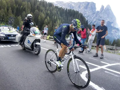 Alejandro Valverde pedals during the 15th 15th stage of the Giro D'Italia, Tour of Italy cycling race from Castelrotto to Alpe di Siusi, Italy, Sunday, May 22, 2016. (Claudio Peri/Ansa via AP Photo) ITALY OUT