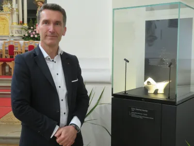 Franci Gregorčič iz Turističnega društva Mokronog, koordinator vrnitve Heminega čeveljčka v domači Mokroog.