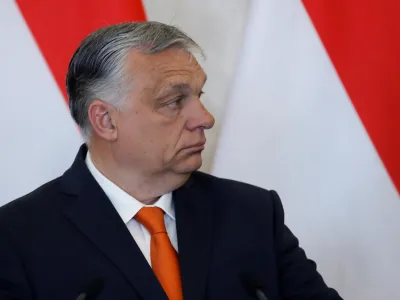 Hungarian Prime Minister Viktor Orban looks on as he and Hungarian President Janos Ader give a statement to the media after their talks at the Presidential Palace in Budapest, Hungary, April 29, 2022. REUTERS/Bernadett Szabo