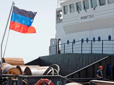 Steel rolls are stacked on board the RM 3 cargo ship at the Port of Mariupol, during Ukraine-Russia conflict in the southern city of Mariupol, Ukraine May 30, 2022. REUTERS/Alexander Ermochenko