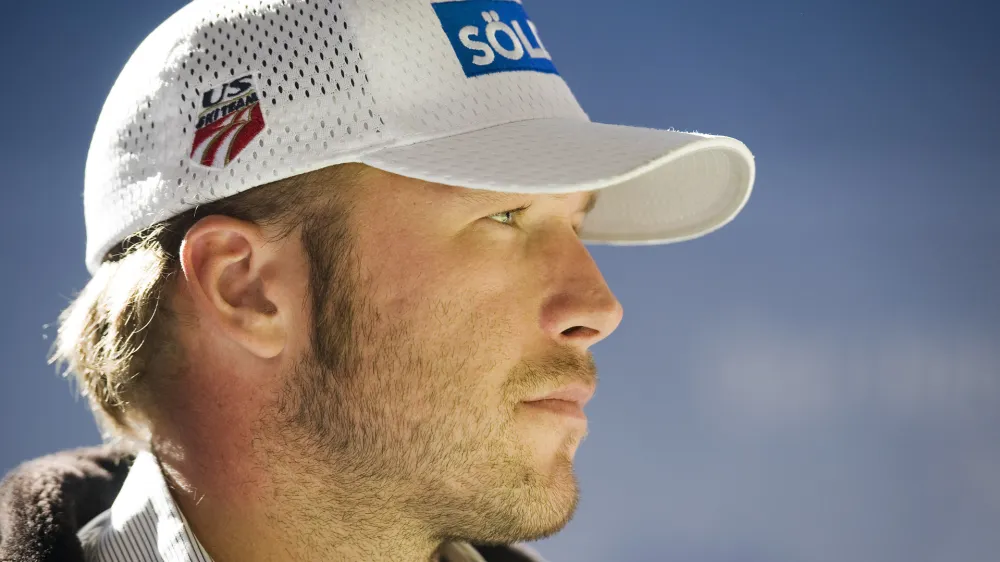 Ski racer Bode Miller from the United States looks on during the presentation of the US ski team in Innsbruck, Austria, Friday Oct. 14, 2011. (AP Photo/Kerstin Joensson)