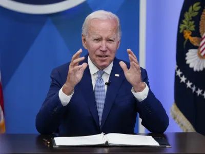 President Joe Biden speaks during a briefing from NASA officials about the first images from the Webb Space Telescope, the highest-resolution images of the infrared universe ever captured, in the South Court Auditorium on the White House complex, Monday, July 11, 2022, in Washington. (AP Photo/Evan Vucci)
