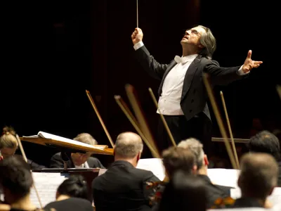 8/26/11 1:56:14 PM --  Music Director Riccardo Muti and the Chicago Symphony Orchestra conclude their performance of Strauss' Death and Transfiguration during their first concert on tour. &copy; Todd Rosenberg Photography 2011