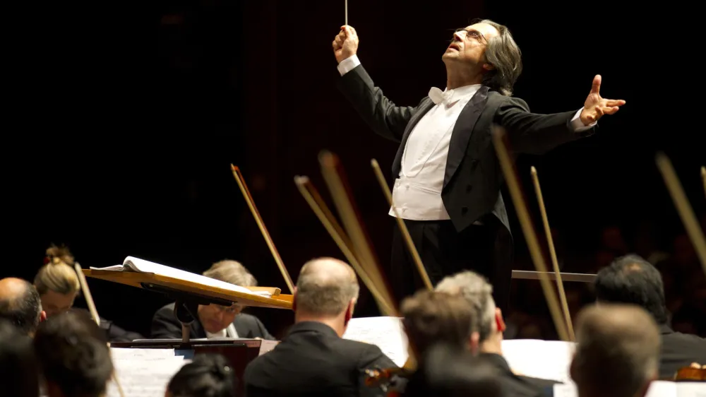 8/26/11 1:56:14 PM --  Music Director Riccardo Muti and the Chicago Symphony Orchestra conclude their performance of Strauss' Death and Transfiguration during their first concert on tour. &copy; Todd Rosenberg Photography 2011