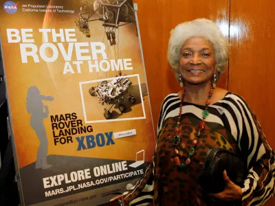 FILE PHOTO: Actor Nichelle Nichols, who played the character Uhura in the original "Star Trek" TV series, poses at NASA's Jet Propulsion Lab in Pasadena, Calfiornia August 5, 2012. REUTERS/Fred Prouser/File Photo