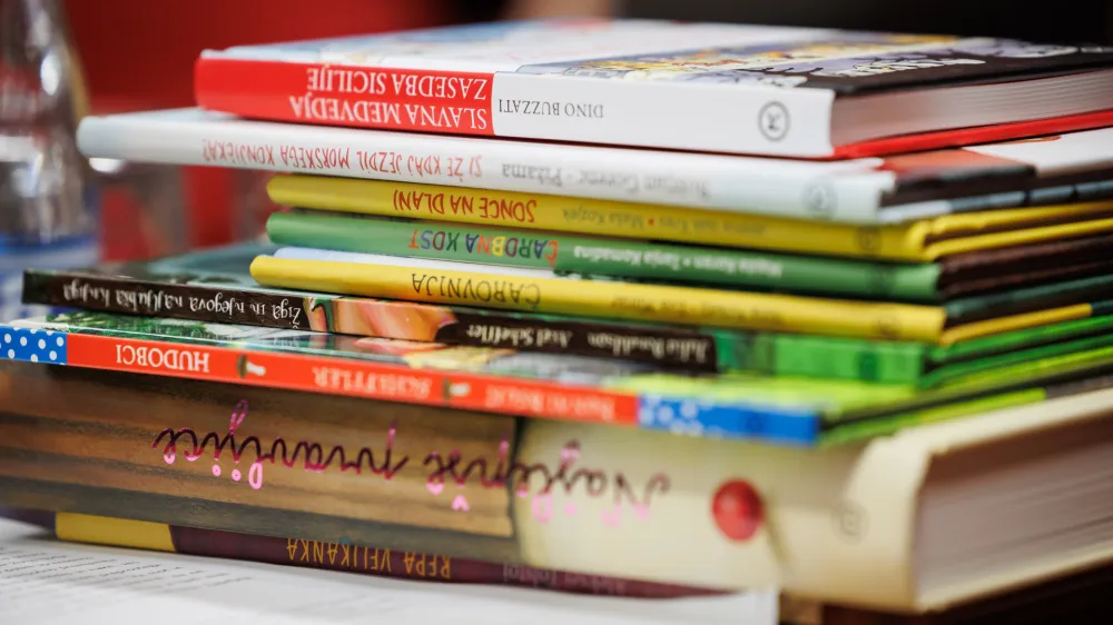 Ljubljana, knjigarna Konzorcij.<br>Predstavitev novih izdaj leposlovja za otroke Mladinske knjige.