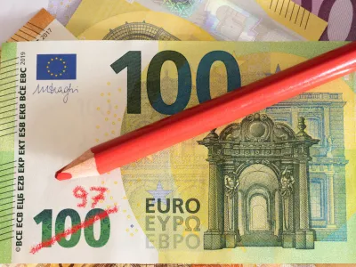 Inflation, euro banknote and value of money