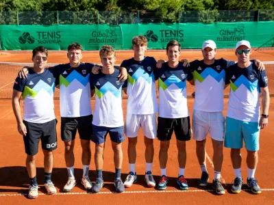Team Slovenia at practice session prior to the Davis Cup World Group II - Slovenia vs Estonia at SRC Marina, on September 12, 2022 in Portoroz / Portorose, Slovenia. Photo by Matic Klansek Velej / Sportida