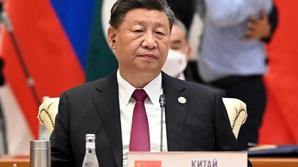 In this handout photo released by Uzbekistan Foreign Ministry, Chinese President Xi Jinping attends the Shanghai Cooperation Organization (SCO) summit in Samarkand, Uzbekistan, Friday, Sept. 16, 2022. (Uzbekistan Presidential Press Service via AP)