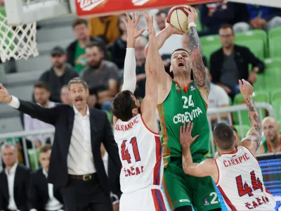 Alen Omić in action during ABA league 2022-2033 regular season match between Cedevita Olimpija and Borac in Ljubljana, Slovenia on October 2, 2022