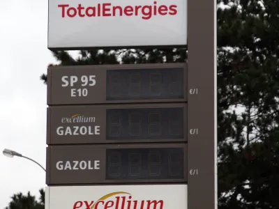 Oil prices are not displayed at a closed petrol station in Saint Jean de Luz, Wednesday, Oct.12, 2022. The French government on Wednesday started the process of requisitioning workers at petrol depots of ExxonMobil's French branch Esso in an attempt to ensure that service stations around the country are supplied with badly needed fuel amid an ongoing strike, saying shortages are becoming "unbearable" to too many in the country. (AP Photo/Bob Edme)
