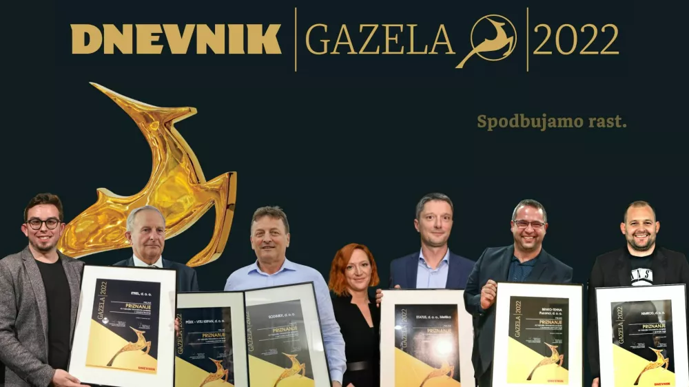 Izmed šestih regijskih finalistov (od leve proti desni Etrel, Pišek - Vitli Krpan, Sodimex, Status, Benko-tehna Puconci, Nimrod) bomo v Cankarjevem domu razglasili zlato, srebrno in bronasto gazelo 2022. F arhiv Dnevnika