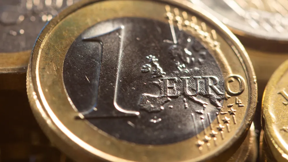 FILE PHOTO: One Euro coins are seen in this illustration taken, November 9, 2021. REUTERS/Dado Ruvic/Illustration/File Photo