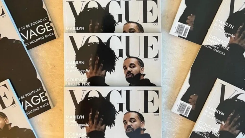 Ponarejena naslovnica revije Vogue, zaradi katere sta se Drake in 21 Savage znašla v težavah. F instagram