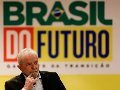 FILE PHOTO: Brazilian President-elect Luiz Inacio Lula da Silva gestures during a meeting with members of the government transition team in Brasilia, Brazil November 10, 2022. REUTERS/Ueslei Marcelino/File Photo