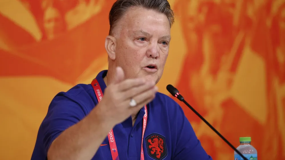 Soccer Football - FIFA World Cup Qatar 2022 - Netherlands Press Conference - Qatar University Training Site, Doha, Qatar - November 16, 2022 Netherlands coach Louis van Gaal during the press conference REUTERS/John Sibley