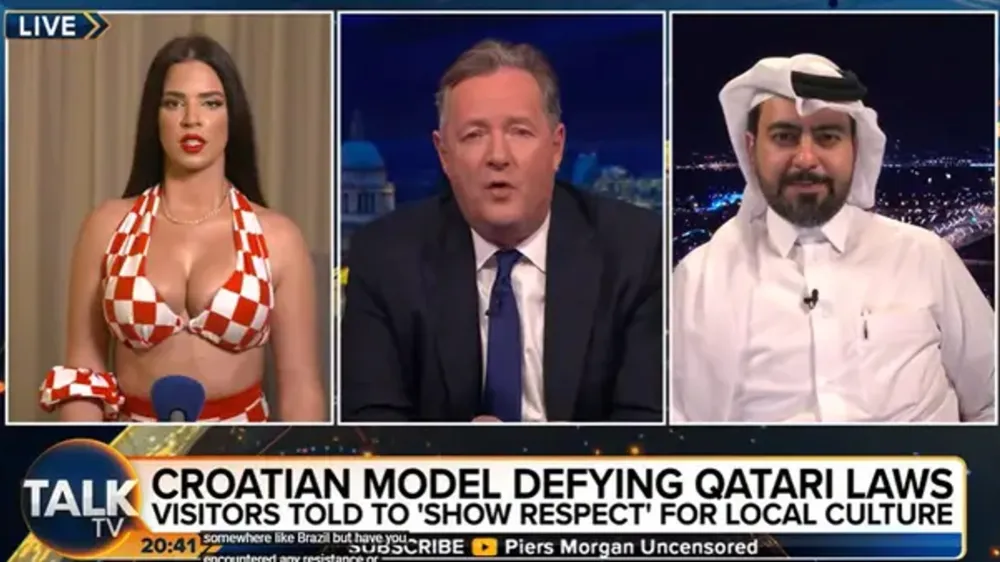 Ivana Knoll je bila gostja v oddaji Piersa Morgana,<br>kjer je bil hkratil tudi katarski poslovnež Mohamed Hasan Al Jefairi. F youtube