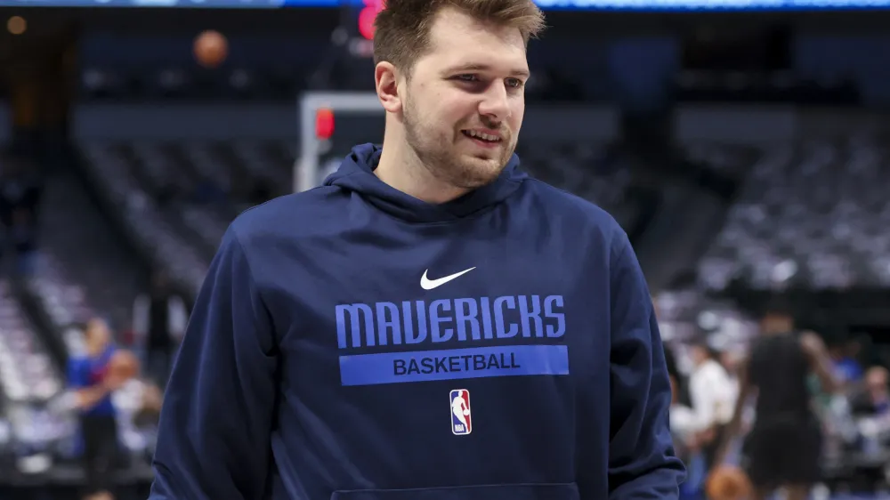 Nov 15, 2022; Dallas, Texas, USA; Dallas Mavericks guard Luka Doncic (77) laughs before the game against the LA Clippers at American Airlines Center. Mandatory Credit: Kevin Jairaj-USA TODAY Sports