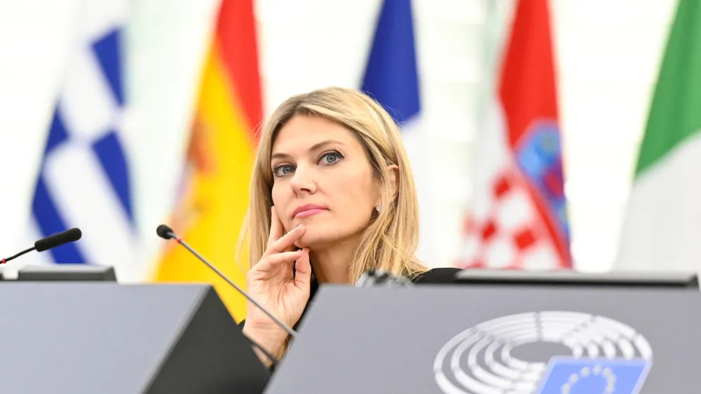 European Parliament vice president, Greek socialist Eva Kaili, is seen at the European Parliament in Strasbourg, France November 22, 2022. European Union 2022 - Source: EP/&shy;Handout via REUTERS ATTENTION EDITORS - THIS IMAGE WAS PROVIDED BY A THIRD PARTY. NO RESALES. NO ARCHIVES