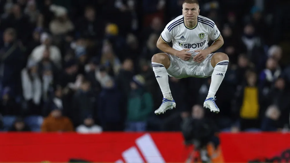 Soccer Football - Friendly - Leeds United v Real Sociedad - Elland Road, Leeds, Britain - December 16, 2022 Leeds United's Rasmus Kristensen during the warm up before the match Action Images via Reuters/Jason Cairnduff