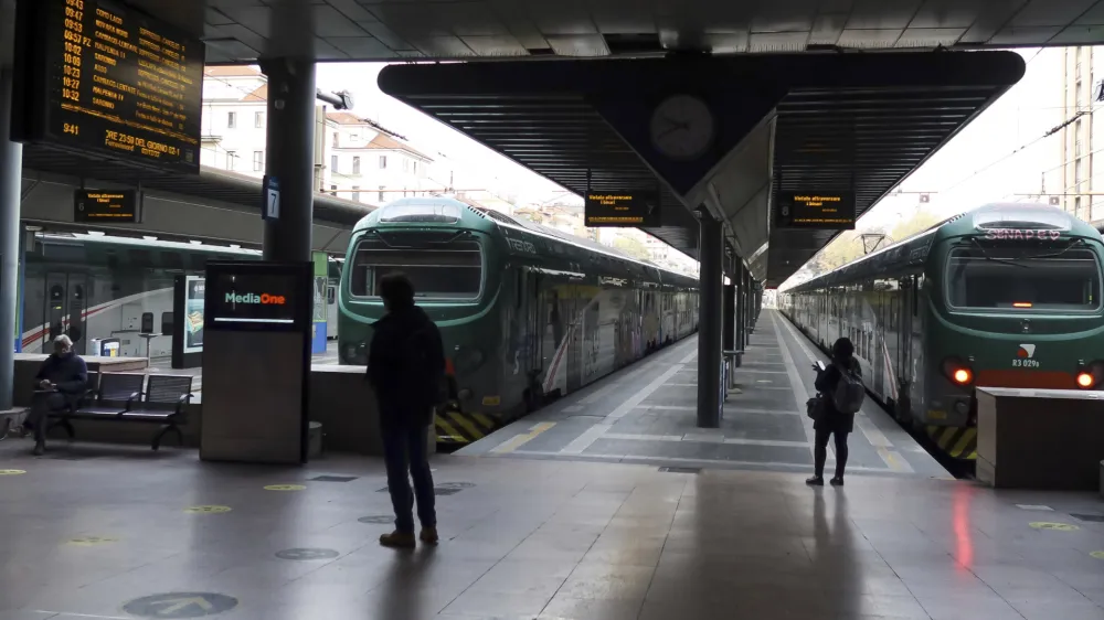 Train platforms are empty during a national transportation strike, at the Milan Cadorna station, Italy, Friday, Dec. 2, 2022. (Alessandro Bremec/LaPresse via AP)